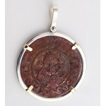 CILICIAN ARMENIAN BRONZE COIN of KING HETOUM A.D. 1226-1270 in STERLING SILVER & 14KT GOLD PENDANT